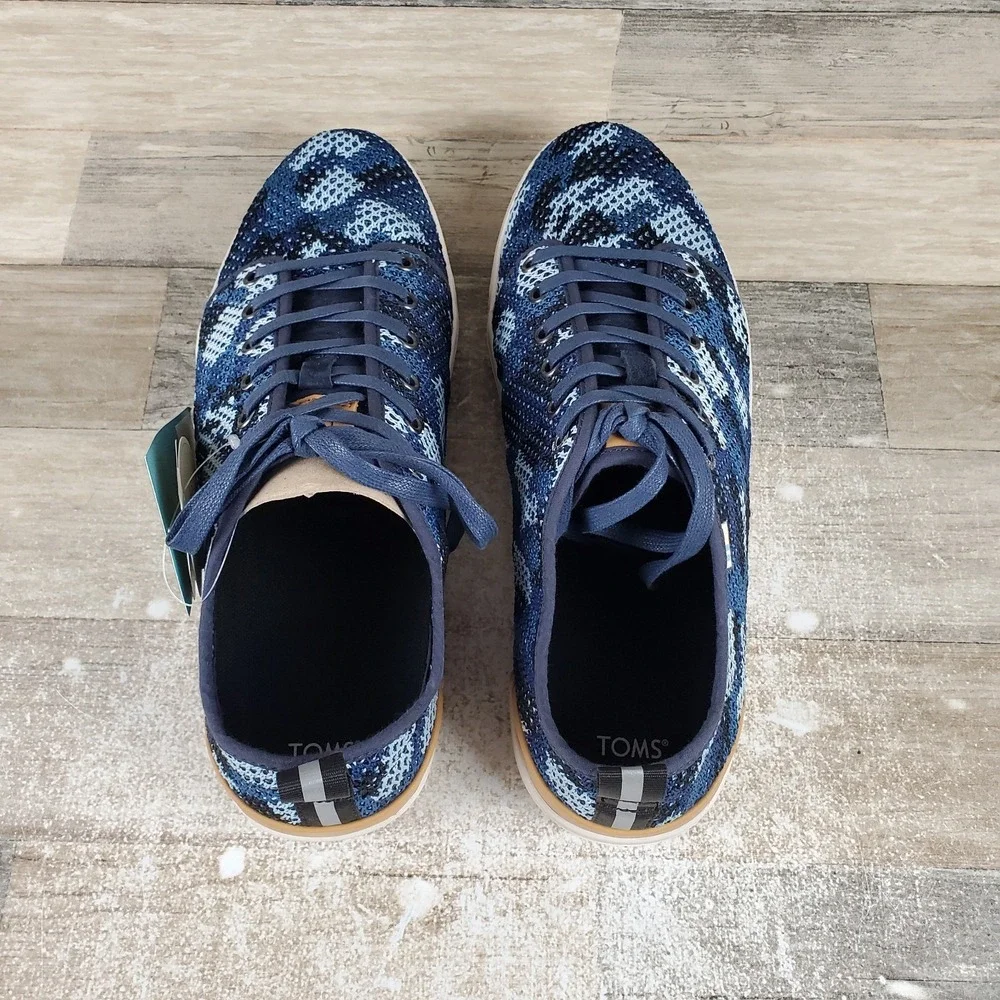 Toms Trvl Lite Low Mens Shoe Sz 12 Navy Flecktarn Camo Round Toe Casual Sneakers